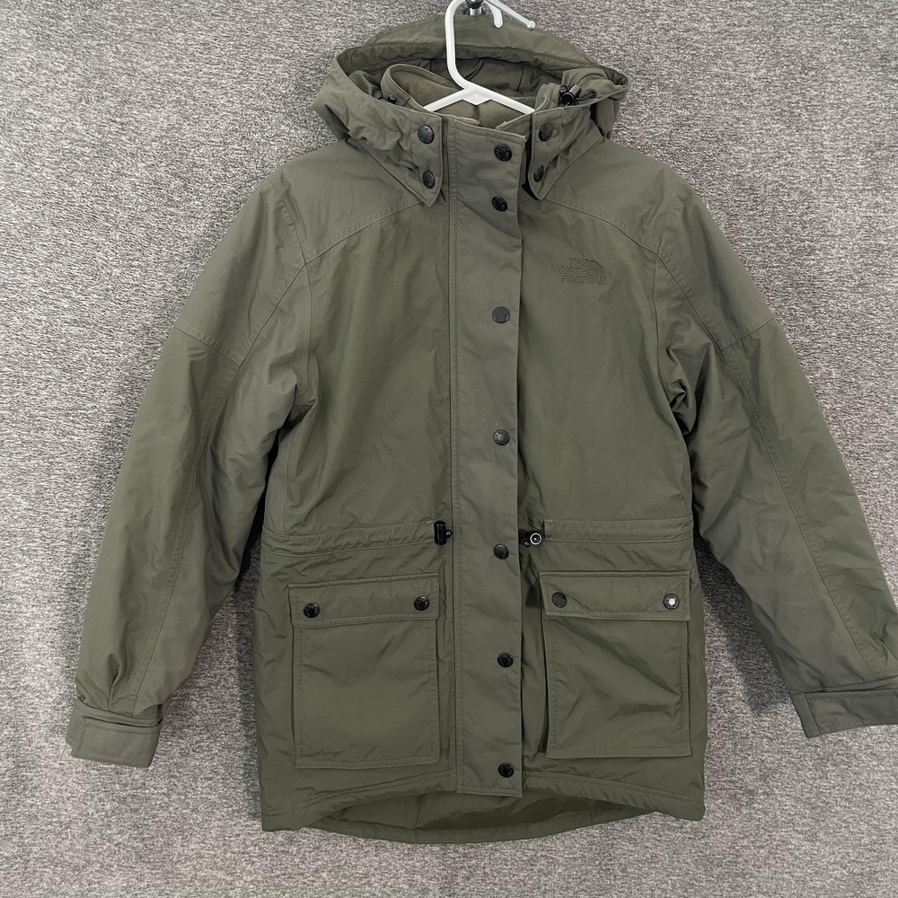North Face DryVent Down Reign On Parka Coat Womens Small Green Hooded Insulated
